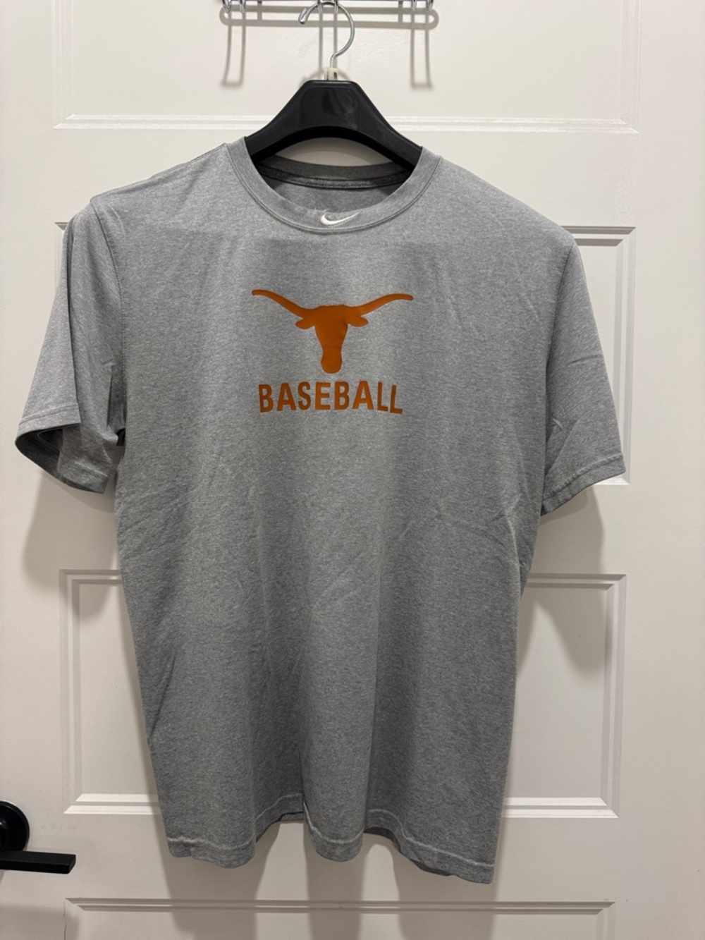 Nike Gray Tee with Orange Longhorn Baseball Logo